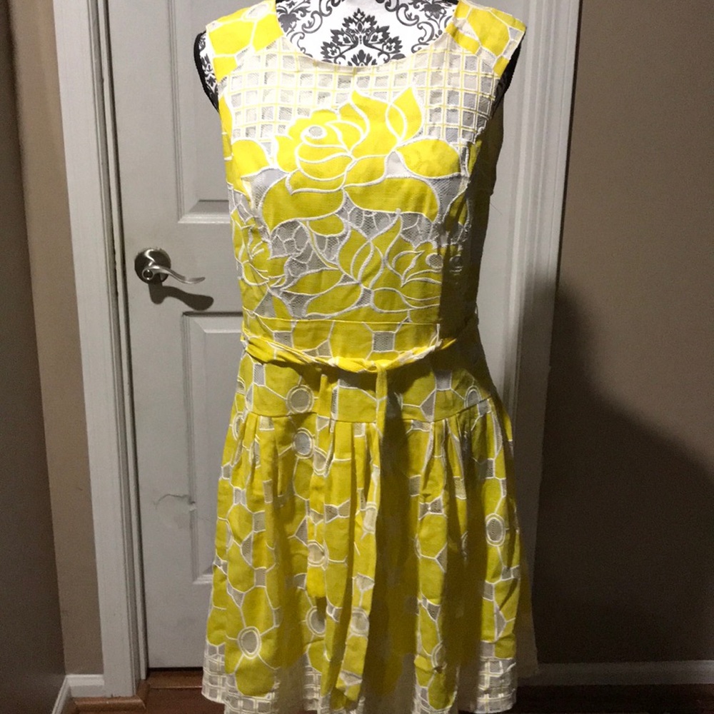 Yellow white designer dress